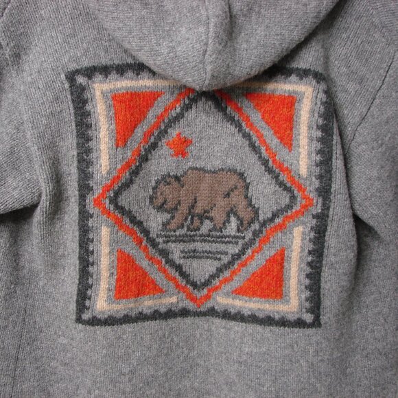 Hollister Gray Lamb Wool Cardigan Sweater Aztec Southwestern Bear Medium Large - Picture 12 of 13